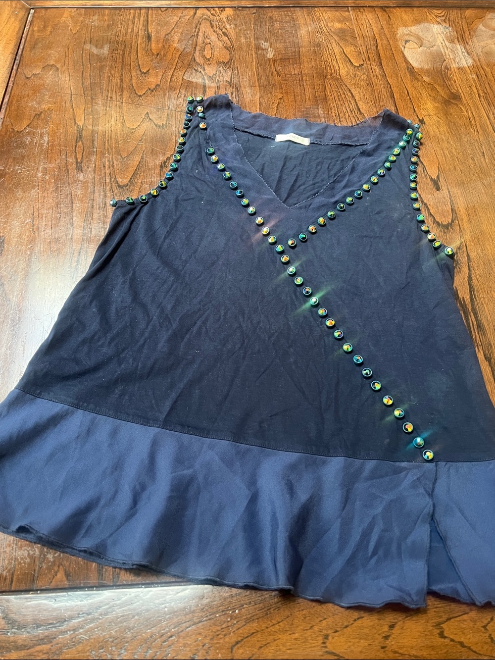 J. Crew Navy Beaded V-Neck Camisole